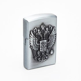 Зажигалка "Герб РФ", газовая, 3.5х5.5 см, серебристая в Донецке