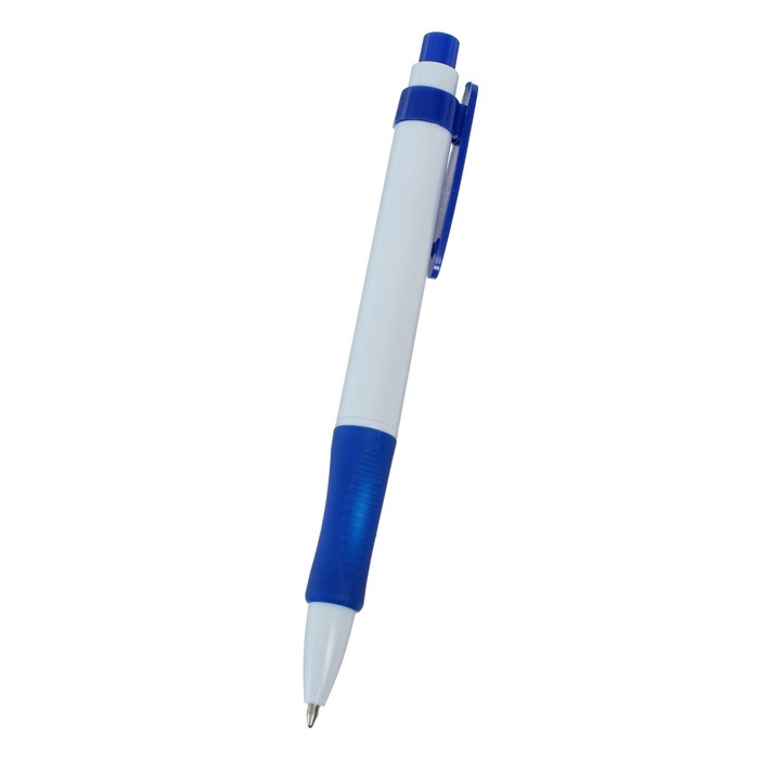 Ручка шариковая авт 0,5мм Лого корпус белый с синим резиновым держателем стержень синий