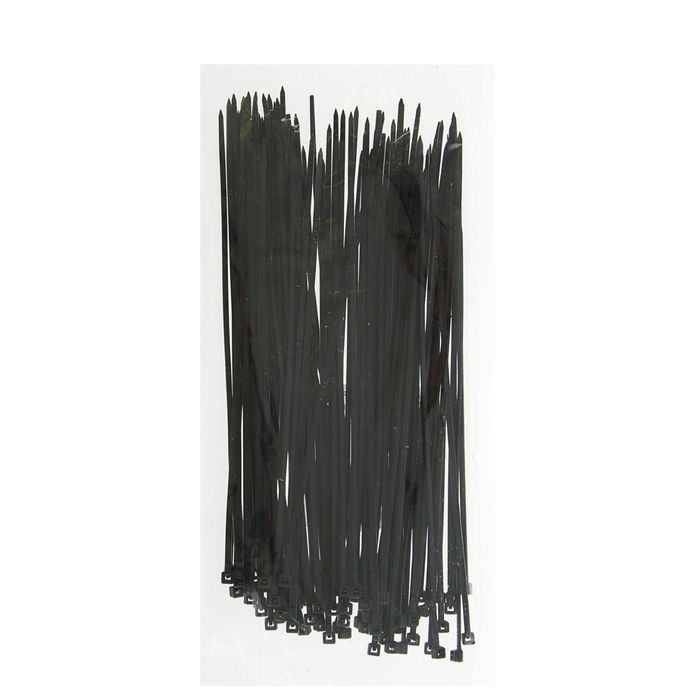 Хомут-стяжки пластиковые, 2.5х200 мм, чёрные, упаковка 100 шт. - фото 3471876