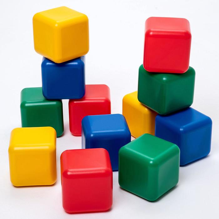 Набор цветных кубиков, 12 штук, 12 х 12 см - фото 8300726
