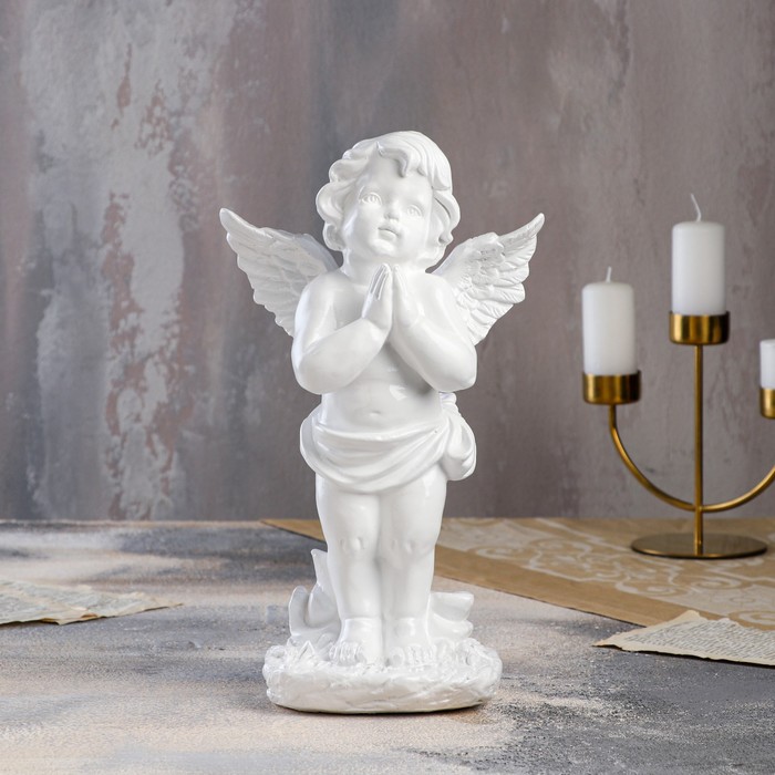 Статуэтка "Ангел молящийся", белая, 32 см