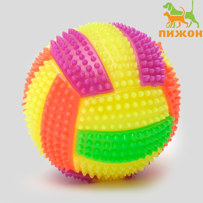 Мяч для собак светящийся с пищалкой "Водное поло", TPR, 7 см, микс цветов