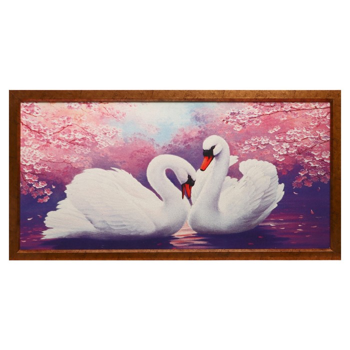 Гобеленовая картина "Лебеди" 63*123 см рамка МИКС - фото 8301321