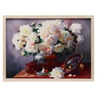 Гобеленовая картина "Розы белые" 53*73 см рамка микс - фото 895533