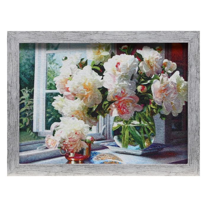 Гобеленовая картина "Пионы на окне" 34*43 см | vlarni-land