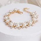 Pearl bracelet "Flowers", white gold