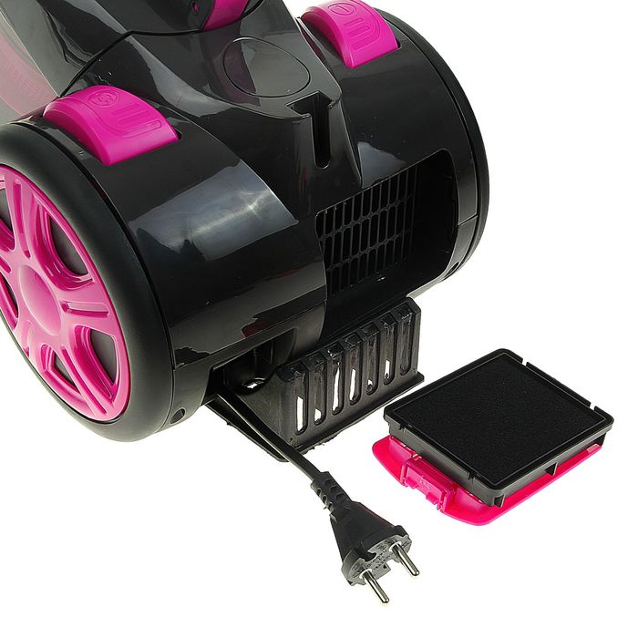 Пылесос Lira LR 1002, 2200 Вт, мощность всасывания 400 Вт, 2 л, розовый/черный - фото 22356
