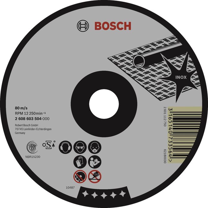 Круг отрезной по нержавейке BOSCH 2608603172, Standard for Inox, Rapido, прямой, 125х1,6 мм