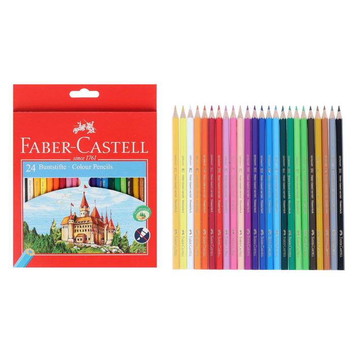 Карандаши цветные 24 цвета Faber-Castell ECO &quot;Замок&quot; 1201 7/2.8 шестигранный корпус, с точилкой