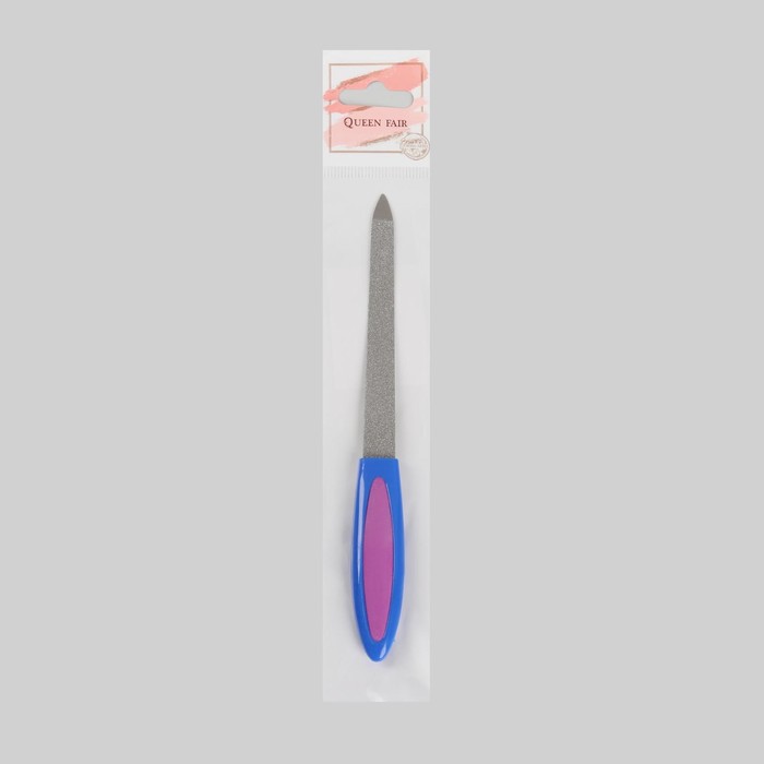 Пилка металлическая для ногтей, прорезиненная ручка, 15см, цвет МИКС