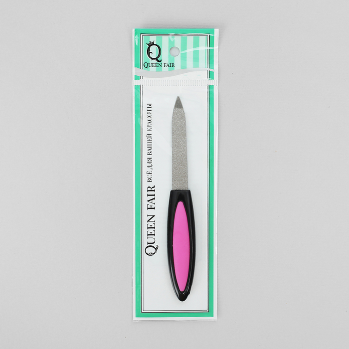Пилка металлическая для ногтей, прорезиненная ручка, 12см, цвет МИКС