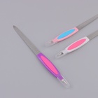 Пилка-триммер металлическая для ногтей, прорезиненная ручка, 19 см, цвет МИКС - фото 4641140