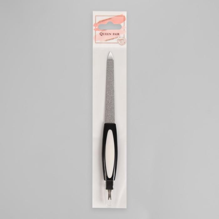 Пилка-триммер металлическая для ногтей, прорезиненная ручка, 17см, цвет МИКС