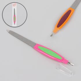 Пилка-триммер металлическая для ногтей, прорезиненная ручка, 16 см, цвет МИКС в Донецке