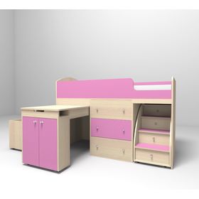 Кровать-чердак Ярофф Малыш 800x1800 дуб молочный розовый