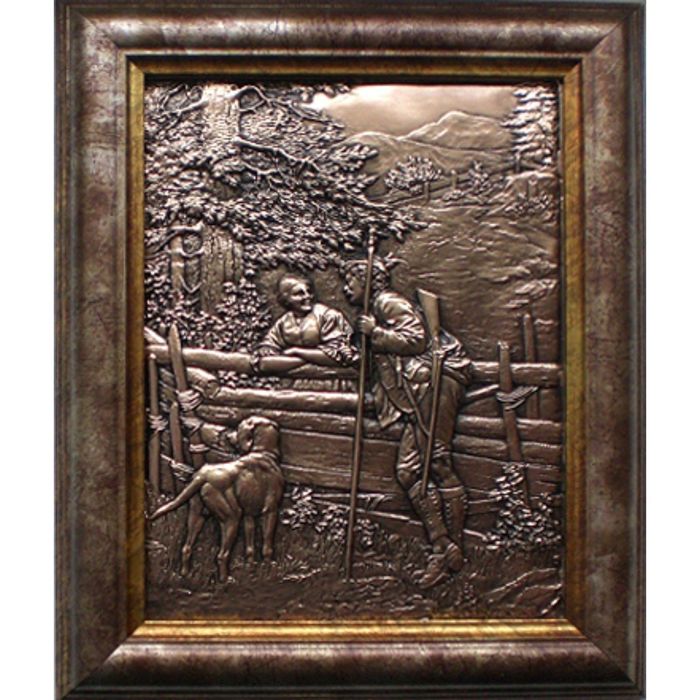 Картина из металла "Охотник с собакой"
