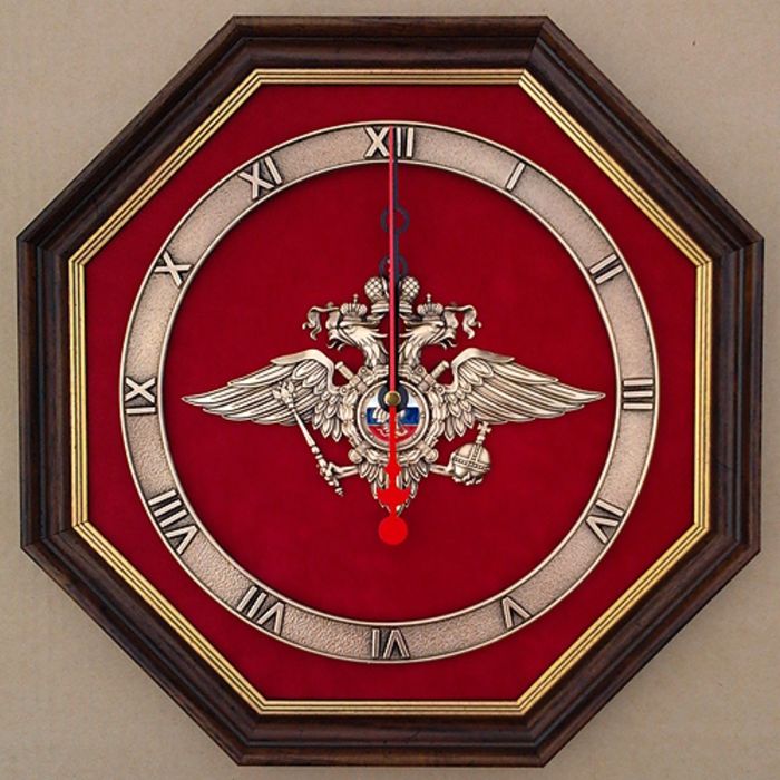 Настенные часы "Эмблема Министерства внутренних дел РФ" (МВД России) большая