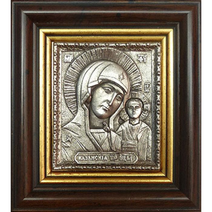 Икона «Казанская Божия Матерь» (гальванопластика) в багетной раме