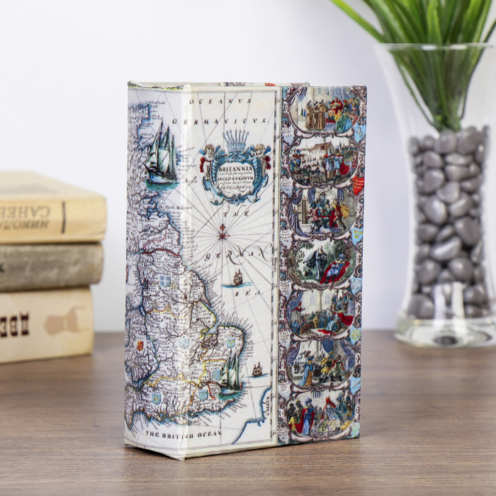 Сейф-книга дерево шёлк "Путешествия вокруг света" 17х11х5 см