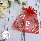 Gift bag "Hearts" 10*12, color red with gold