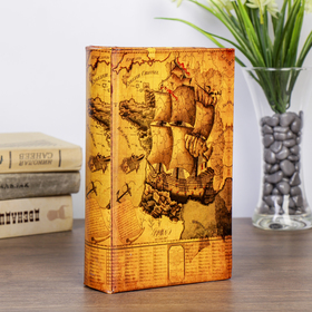 Сейф-книга дерево кожа "Морской круиз" 21х13х5 см