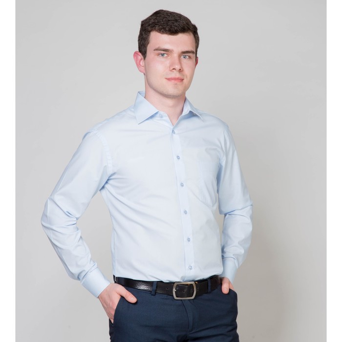 Сорочка мужская slim fit 4-2060, цвет голубой, размер 39, рост 182-188 см