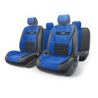 Авточехлы универcальные AUTOPROFI MULTI COMFORT, MLT-1105GV BK/BL (M), мультиконтурные, экокожа+текстурированный велюр, набор из 11 предметов, цвет чёрный/синий 2044309 - фото 57257
