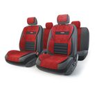 Авточехлы универcальные AUTOPROFI MULTI COMFORT, MLT-1105GV BK/RD (M), мультиконтурные, экокожа+текстурированный велюр, набор из 11 предметов, цвет чёрный/красный 2044310 - фото 57260