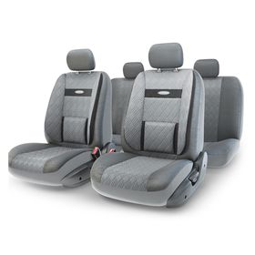 Авточехлы универcальные AUTOPROFI COMFORT, COM-1105GP D.GY/D.GY (M), экокожа, 3D полиэстер под кожу, набор из 11 предметов, цвет тёмно-серый 2044312