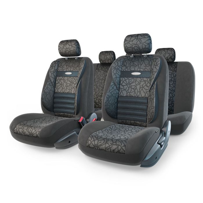 Авточехлы универcальные AUTOPROFI COMFORT COMBO, CMB-1105 ANTHRACITE (M), мультиконтурные, формованный велюр, жаккард полипропилен, набор из 11 предметов, цвет антрацит