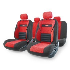 Авточехлы универcальные AUTOPROFI COMFORT COMBO, CMB-1105 BK/RD (M), мультиконтурные, формованный велюр, набор из 11 предметов, цвет чёрный/красный 2044323