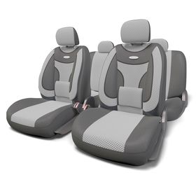 Авточехлы универcальные AUTOPROFI EXTRA COMFORT, ECO-1105 D.GY/L.GY (M), формованный велюр, набор из 11 предметов, цвет тёмно-серый/светло-серый 2044325