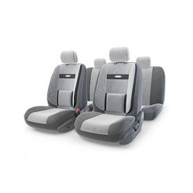 Авточехлы универcальные AUTOPROFI COMFORT, COM-1105 D.GY/L.GY (M), велюр, набор из 11 предметов, цвет тёмно-серый/светло-серый 2044334