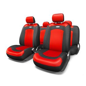 Авточехлы универcальные AUTOPROFI EXTREME, XTR-803 BK/RD (M), велюр+сетчатая ткань, набор из 8 предметов, цвет чёрный/красный 2044383