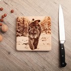 Доска из массива кедра «Рысь на снегу», квадратная, 18 × 18 см Доска из массива кедра «Рысь на снегу», квадратная, 18 × 18 см
