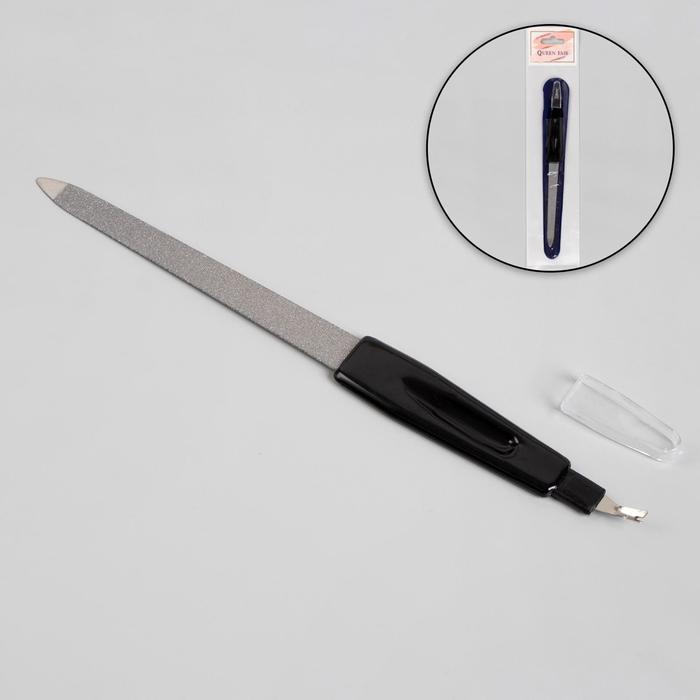 Пилка-триммер металлическая для ногтей, 17 см, с защитным колпачком, в чехле, цвет чёрный - фото 37915