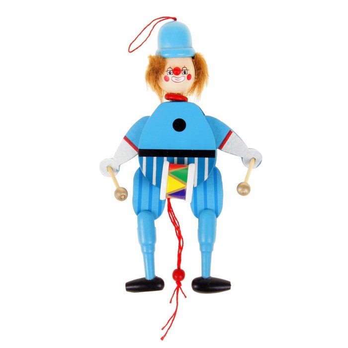 Сувенир-дергунчик "Клоун с барабаном", цвета МИКС