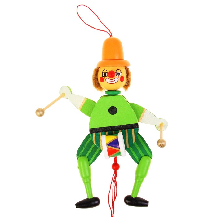 Сувенир-дергунчик "Клоун с барабаном", цвета МИКС