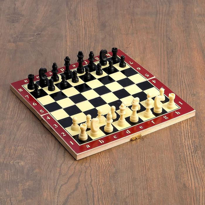 Игра настольная 3 в 1: нарды, шахматы, шашки, поле 28 × 28 см, в плёнке