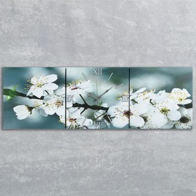 Часы настенные модульные «Весеннее цветение», 35 × 110 см