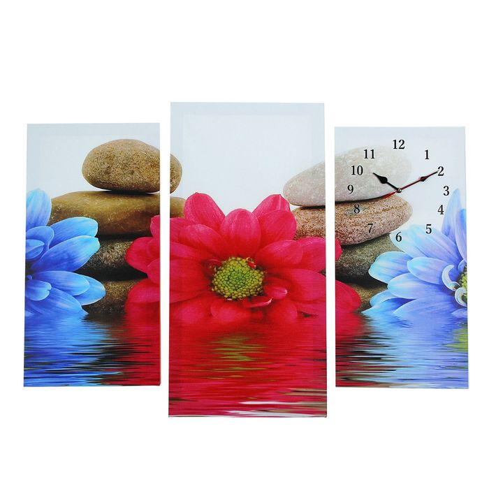 Часы настенные, модульные, серия: Цветы, "Цветы и камни", 60х80  см - фото 896093