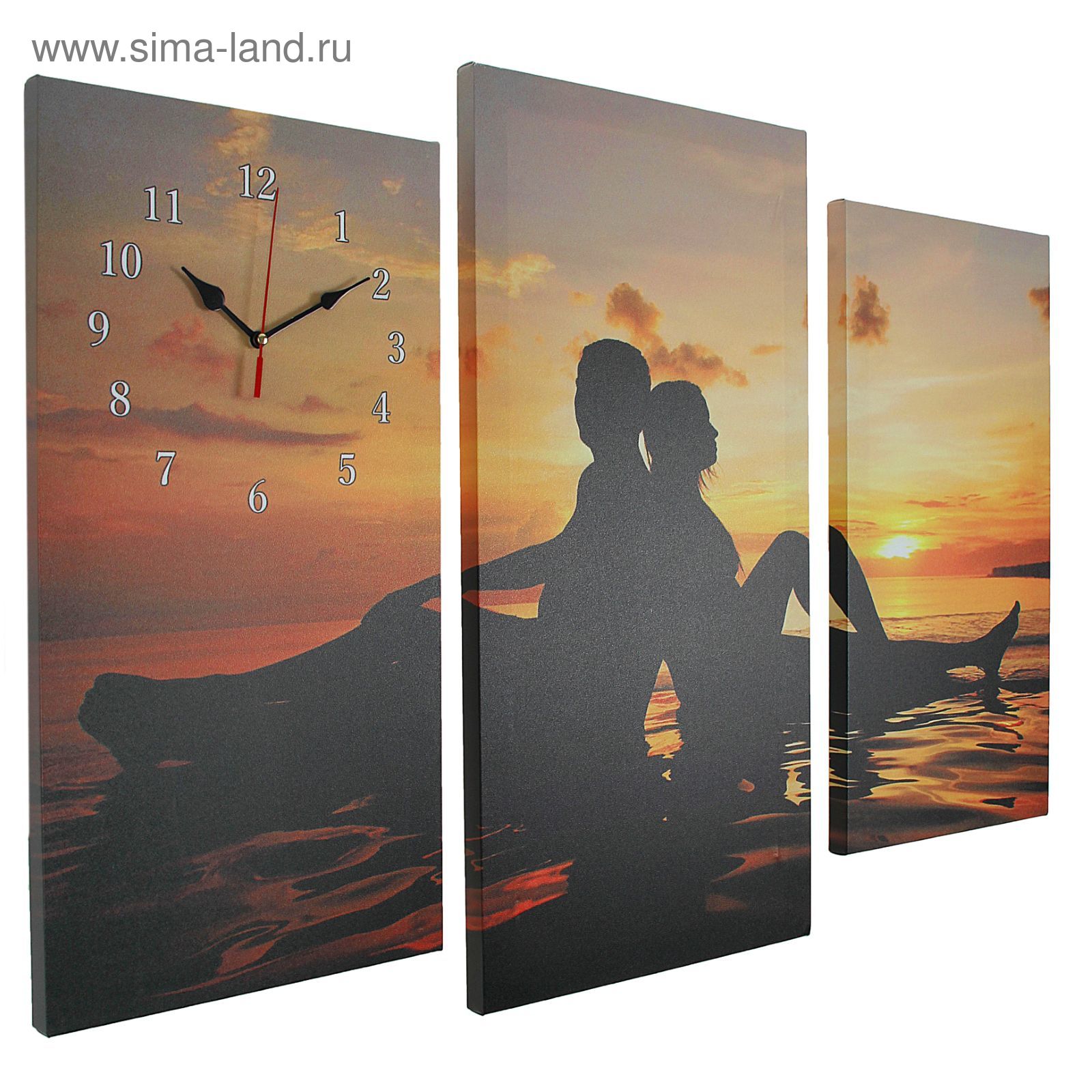 Часы настенные модульные «влюблённая пара на мелководье», 60 × 80 см