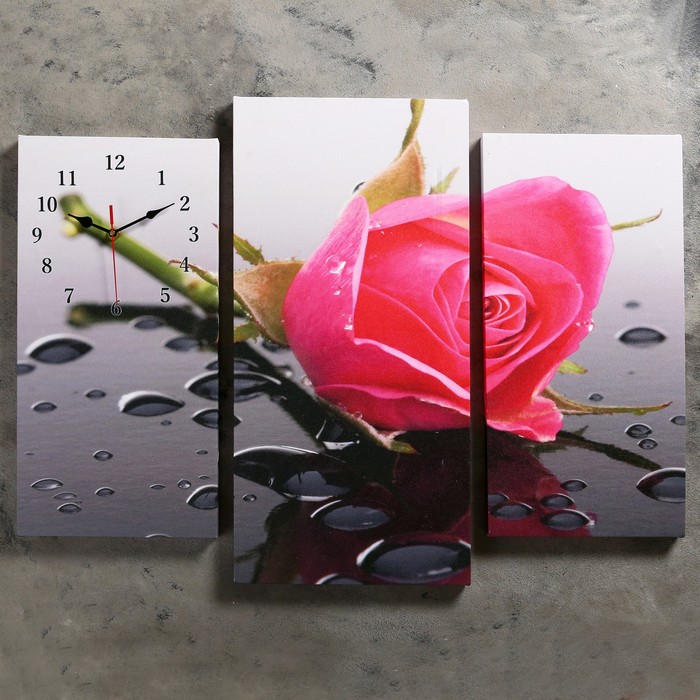 Часы настенные модульные «Розовая роза», 60 × 80 см