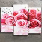 Часы настенные, модульные, серия: Цветы, "Розовые розы", 60х80 см - фото 896198