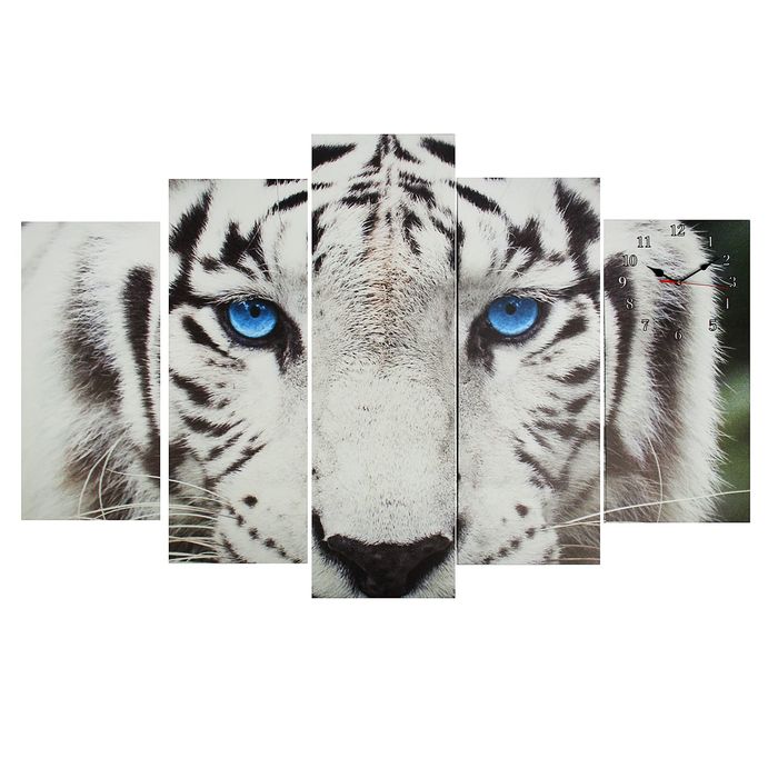 Часы настенные модульные «Белый тигр», 80 × 140 см
