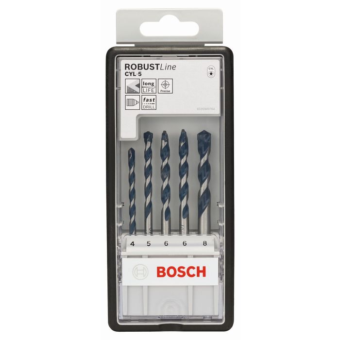 Сверло по бетону BOSCH 2608588165, SilverPerc, CYL-5, 5шт.  4,5,6,6,8 мм