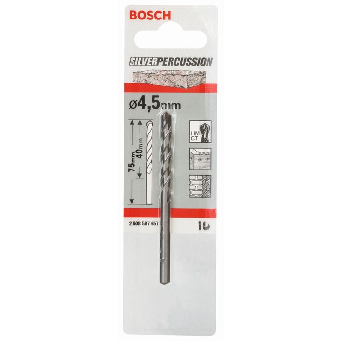 Сверло по бетону BOSCH 2608597657, SilverPerc, CYL-3, 4,5x75 мм