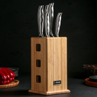 Набор NADOBA MARTA из 5 кухонных ножей с универсальным блоком из бамбука, цвет хромированный - фото 4309883