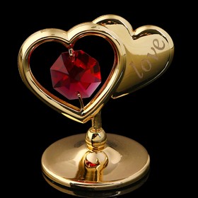 Сувенир «Два сердца», 4,5×4,5×3 см, с кристаллами