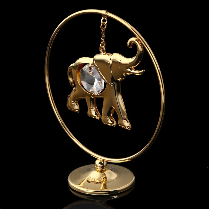 Сувенир «Слон в кольце», 3×7×8 см, с кристаллом - фото 282743374